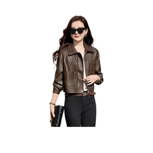 Yi Mengyuan Кожа Куртка Женская