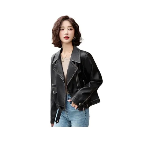 Yi Mengyuan Кожа Куртка Женская