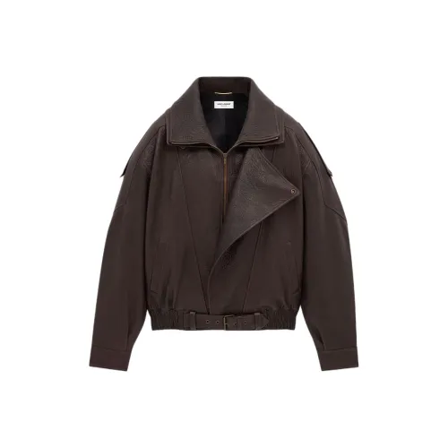 SAINT LAURENT Кожа Куртка Женская Коричневая
