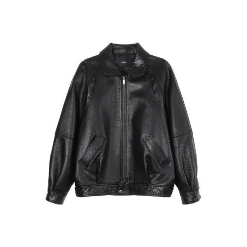 Coco Limited Кожа Куртка Женская Классическая Черная