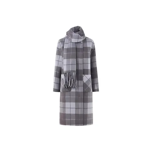 Qiushui Yiren Пальто Женское Клетка
