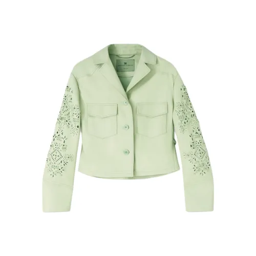 ERMANNO SCERVINO Зеленая Женская Кожаная Куртка