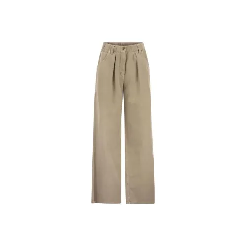 BRUNELLO CUCINELLI Khaki Женские Повседневные Брюки