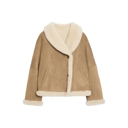 LETRANS Мех Женский Бежевый Желтый