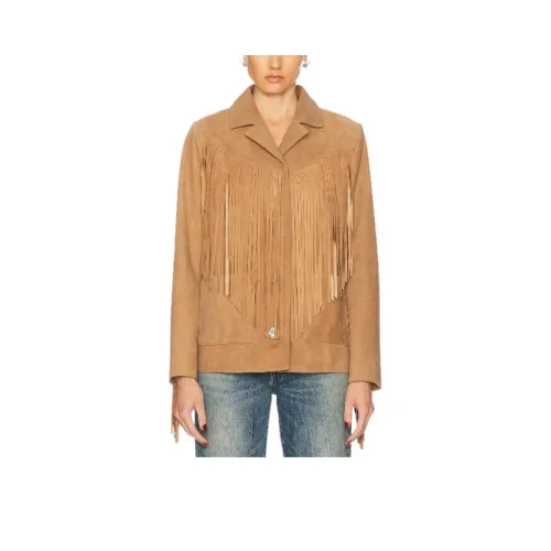 LOVESHACKFANCY Кожа Куртка Женские CAMEL