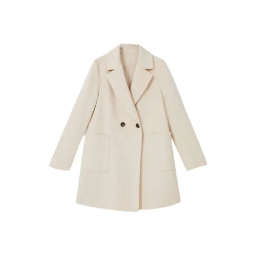 Yiner Кремово-белый Женское Пальто