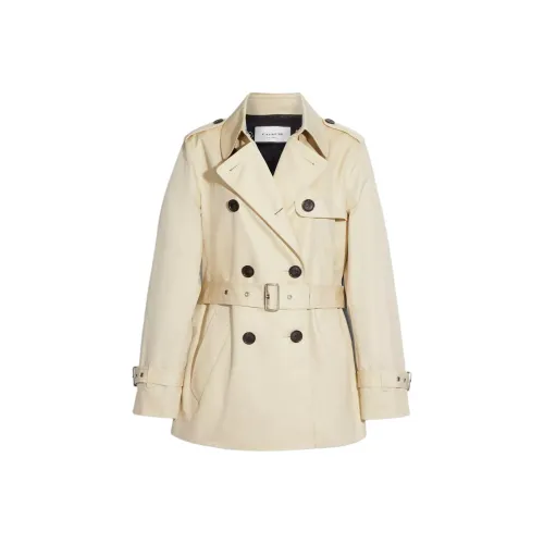 COACH Твердый Короткий Тренчкот Женские Экрю