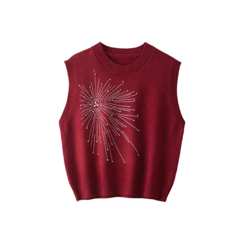 Жилеты в корейском стиле, красные, женские