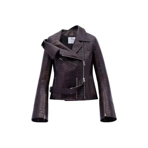 COURREGES SS24 MODULAR Croco STAMPED Байкерская куртка из кожи куртка женские Bark Дерево Bark цвет