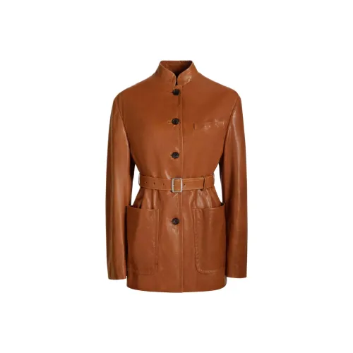 BALLY Кожа Куртка Женская Коричневая