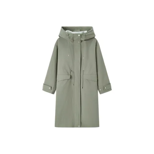 EICHITOO Тренчкот Женский Армейский Зеленый