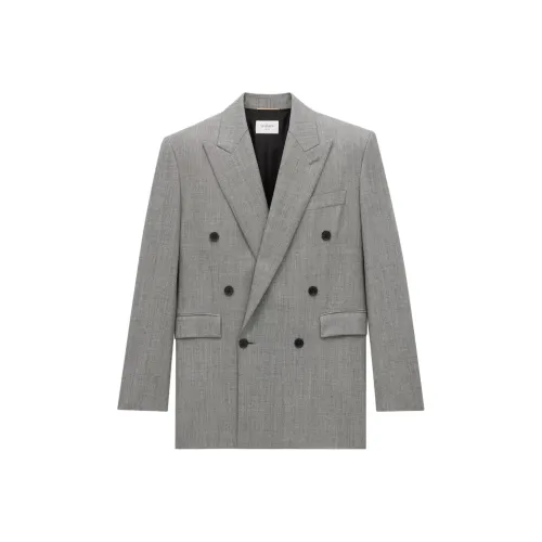 SAINT LAURENT Бизнес-костюм пальто женское серое