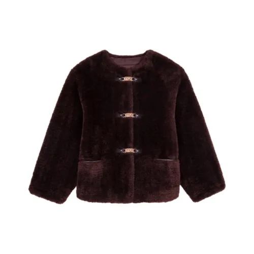 Maje Вельвет Feel Пальто Женское Коричневый