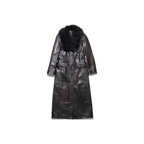 ENFANTS RICHES DEPRIMES SS25 Кожа Куртка Женская Черная Шоколадная