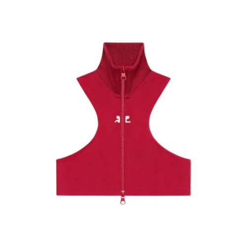 COURREGES SS25 Укороченный Scuba Tracksuit Куртка Укороченный Пальто Женские Рубин Rubies Цвет