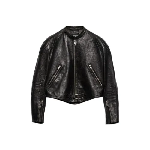 PRADA Кожа Куртка Женская Черная