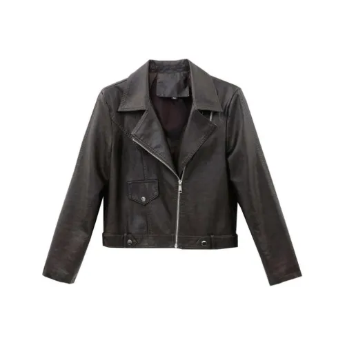 Aoaifu Кожа Куртка Женская Черная