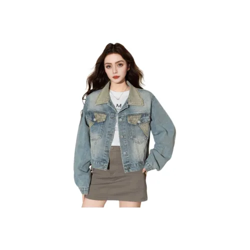 FAWENXIANGZI Джинсовая куртка Женская Синяя