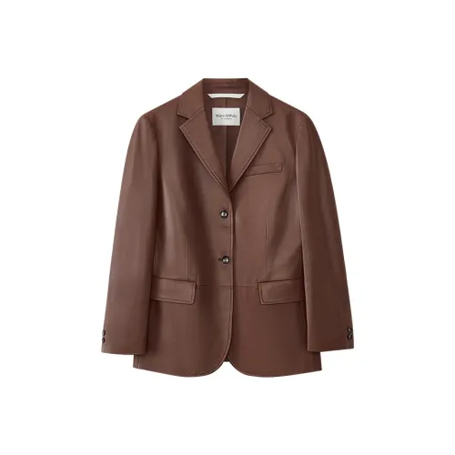 MARC OPOLO Кожа Куртка Женская Шоколадно-Коричневый