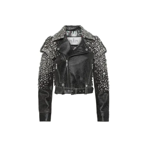 PHILIPP PLEIN Черные Женские Кожаные Куртки