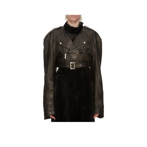 RICK OWENS совместный бренд RO FW24 кожаная куртка женская черная