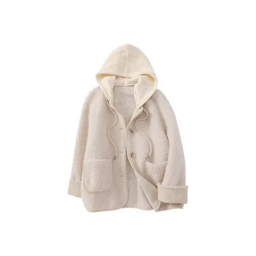 XIANGYING Вельвет Feel Пальто Женское Бежевый