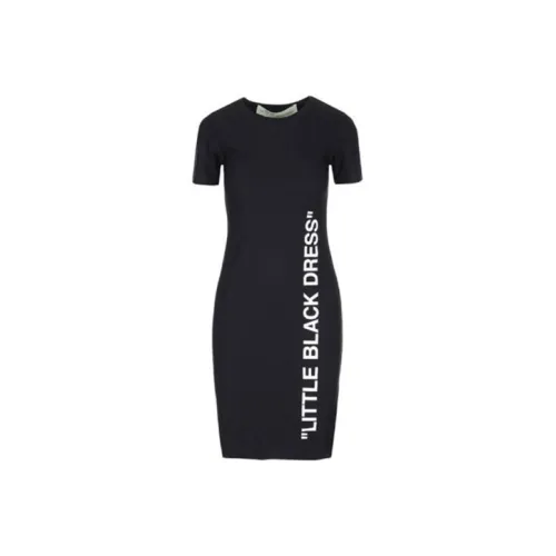 Off Белый SS21 Черный Женские Короткие Платья с Рукавами