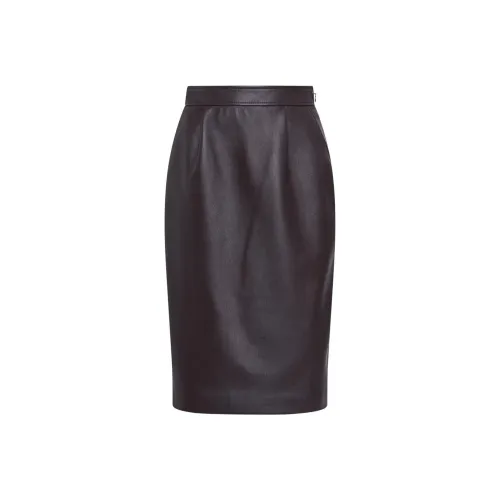 Alessandra Rich PF24 Кожа Длинная Юбка Женская Коричневая