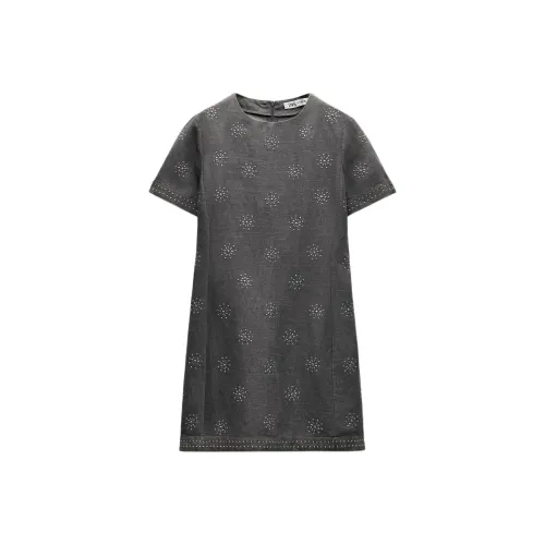 ZARA ZW Series Короткий рукав Платье Женское Серое