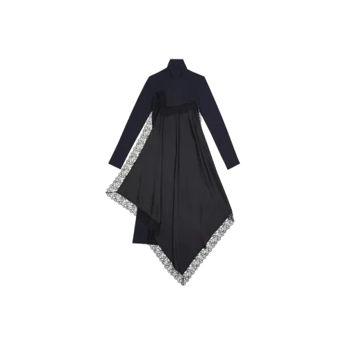 MM6 Maison Margiela Черное Женское Длинное Платье с Рукавами