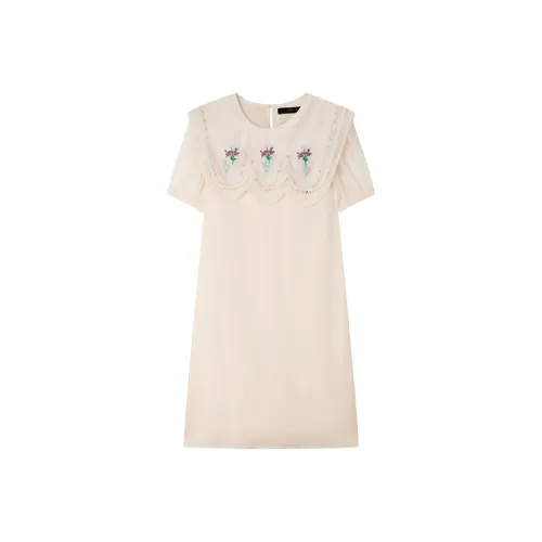 LOUISY AO Короткий рукав Платье Женское Абрикосовое