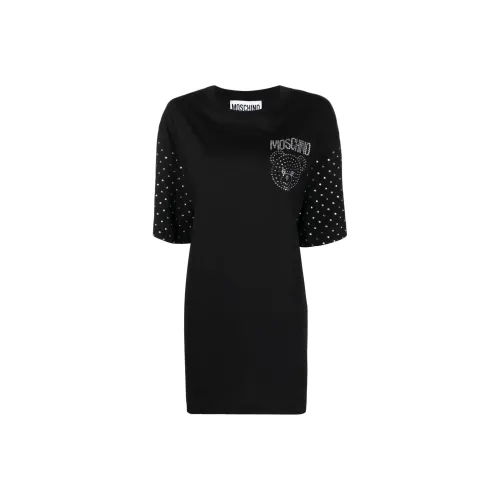 MOSCHINO Черное Женское Короткое Платье с Рукавами