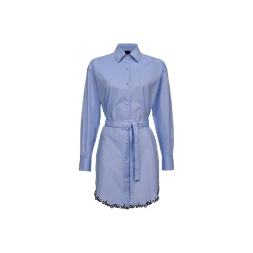 PINKO Длинное платье с длинными рукавами женское синее