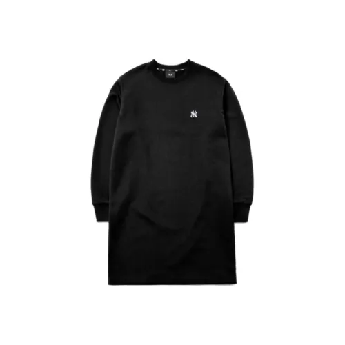 MLB Черное Женское Длинное Платье с Рукавами