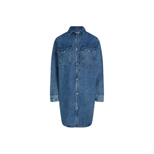 Tommy Hilfiger Длинное платье с длинными рукавами женское синее