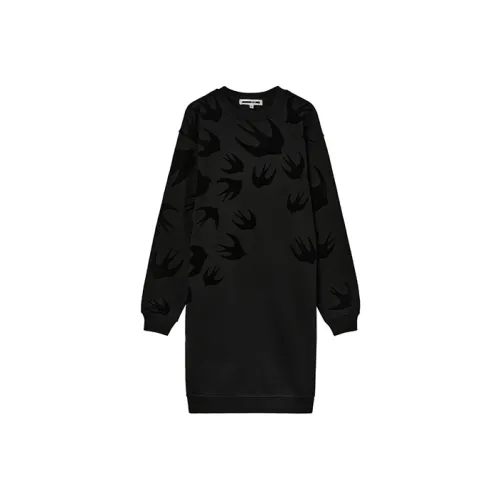 McQ Alexander McQueen Черное Женское Длинное Платье с Рукавами