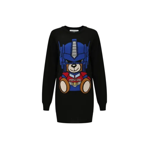 MOSCHINO Черное Женское Длинное Платье с Рукавами