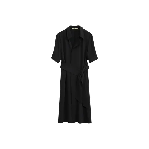 AMII Короткое платье с короткими рукавами женское черное