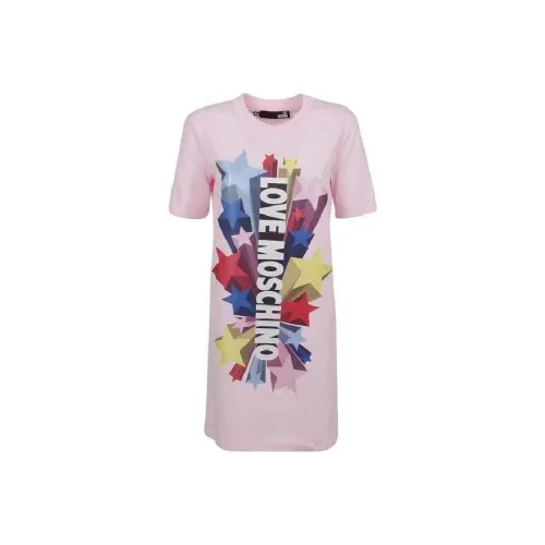 MOSCHINO Розовые Женские Платья с Коротким Рукавом