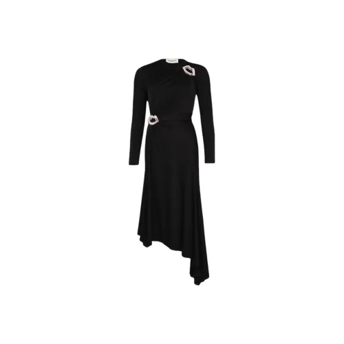 Sonia Rykiel Черное Женское Длинное Платье с Рукавами
