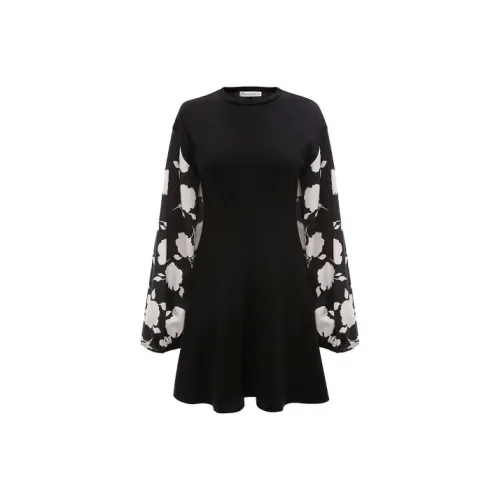 JW Anderson Черное Женское Длинное Платье с Рукавами