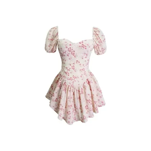 COSYISM Короткий рукав платье женское розовое