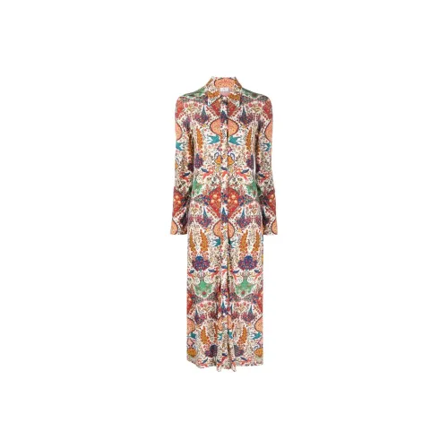 ETRO Многоцветные Женские Длинные Платья с Рукавами