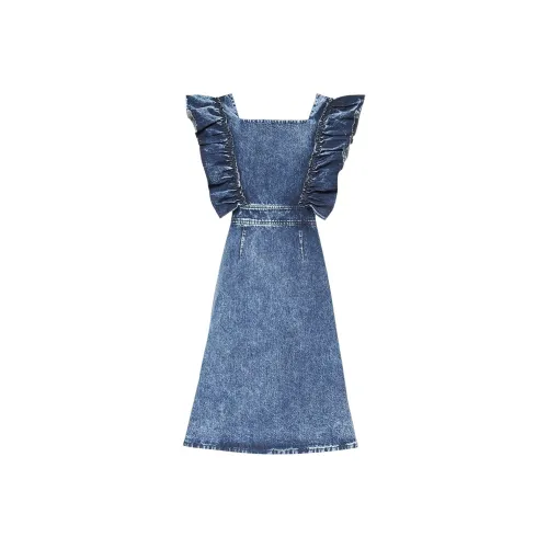 MIU MIU SS23 Короткий рукав Платье Женское Синее