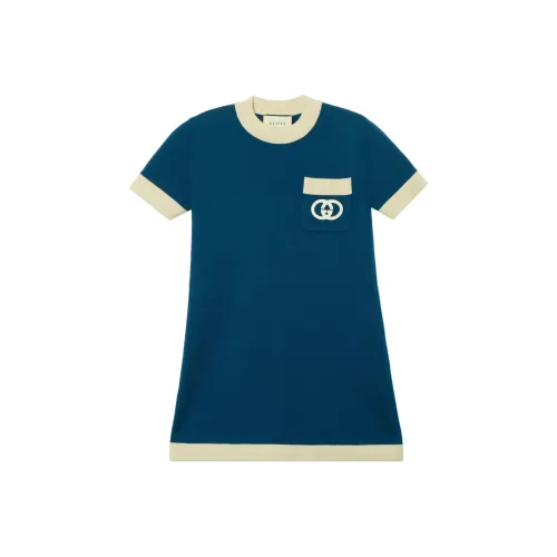 GUCCI Короткий рукав платье женское синий