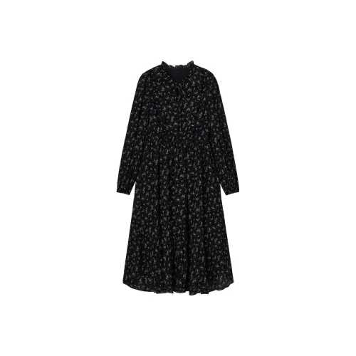 LEDIN Многоцветный с принтом Женские Длинные Платья с длинными рукавами