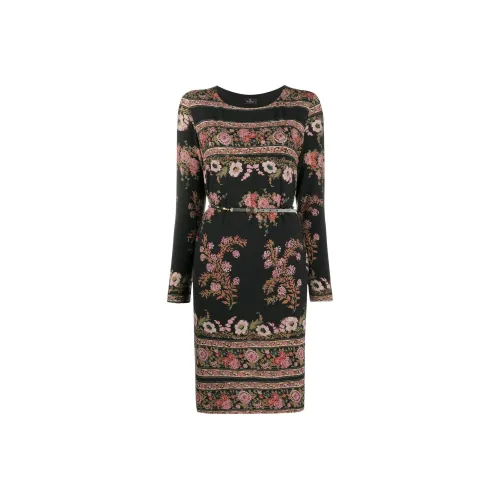 ETRO Черное Женское Длинное Платье с Рукавами