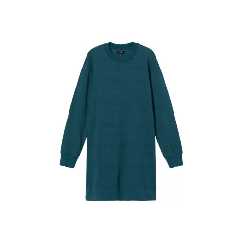 Stussy Blue Женские Длинные Рукава Платья
