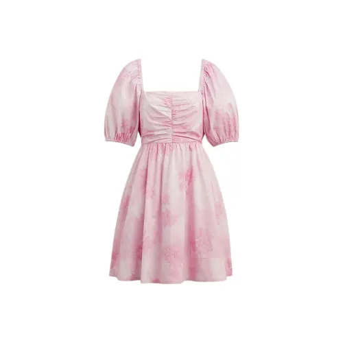 COACH SS24 Короткое платье с короткими рукавами женское розовое