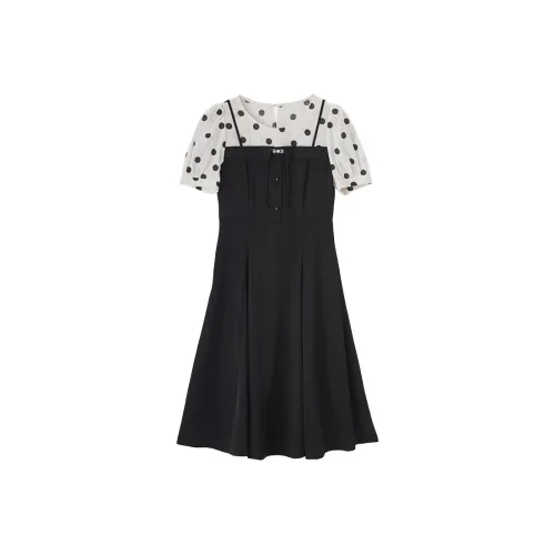 XIANGYING Короткий рукав Платье Женское Черное